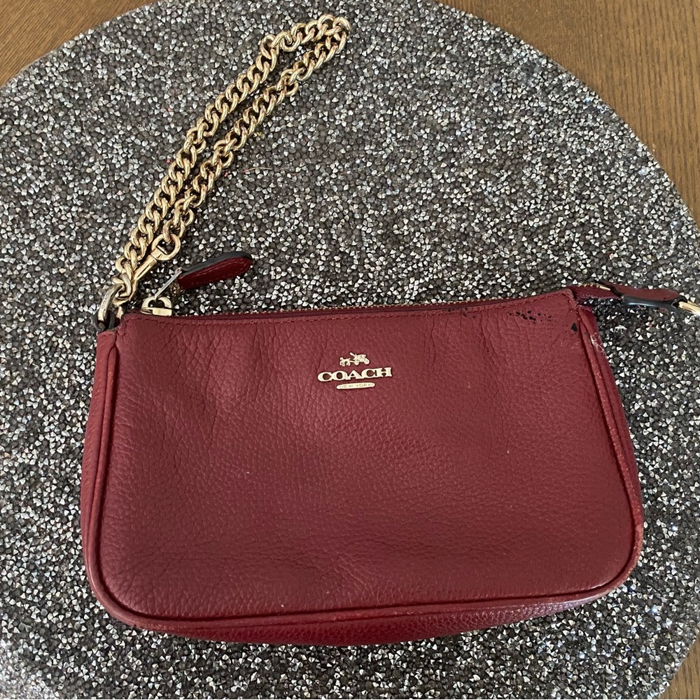 Coach wristlet - red pebble leather